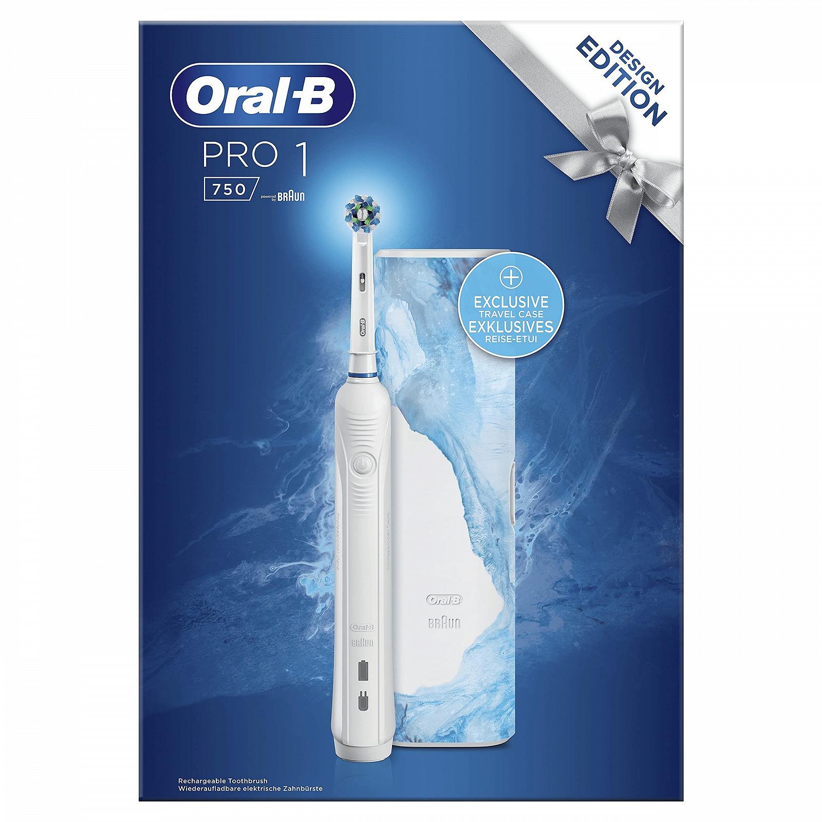 Зубна щітка Braun Oral-B Pro 1 750 White Design Edition з дорожнім футляром, фото №2