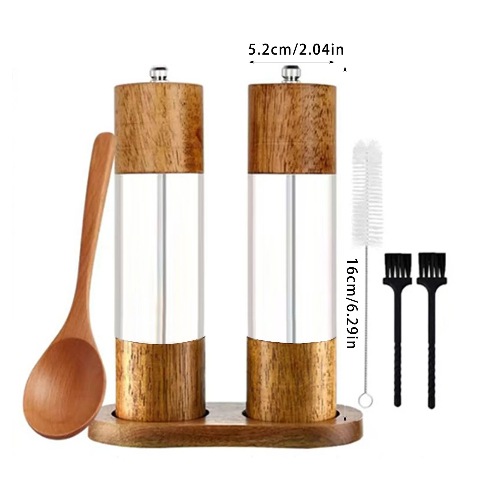 Ручной Набор Мельниц для Специй Регулируемая Зернистость Соль и Перец Прозрачный Акрил, фото №6