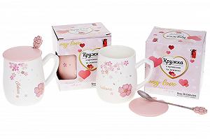 Кружка с крышкой и ложкой Bona Di Sakura 927-221 380 мл synthetic.ua - Фото 1