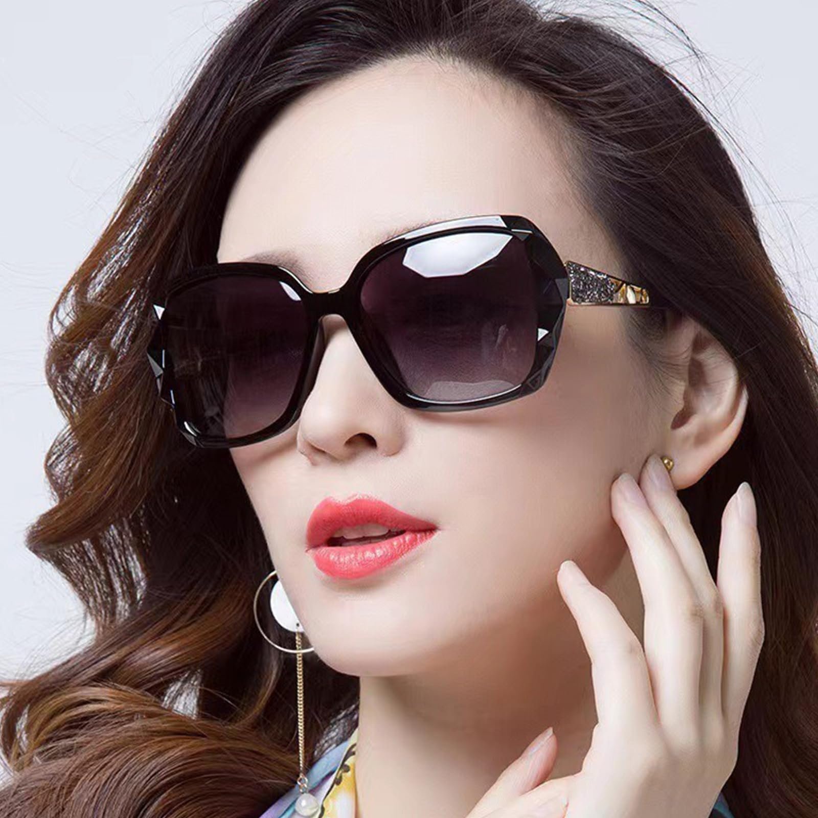 Сонцезахисні окуляри Жіночі BDSHUNBF Чорні з УФ-захистом Ретро, фото №6