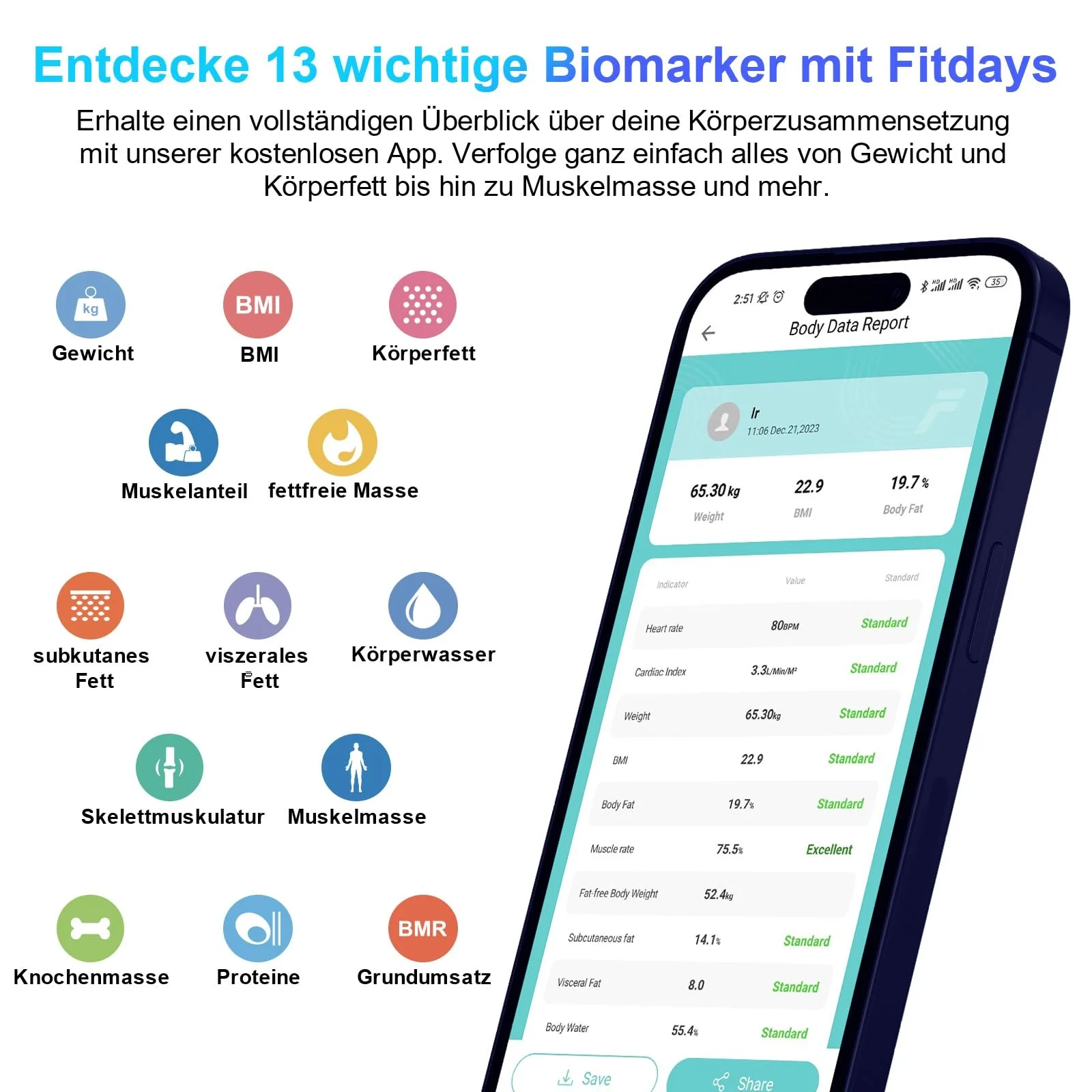 Ваги підлогові Healthkeep Bluetooth високоточні 13 показників здоров'я 180 кг Сині, фото №2