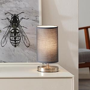 Настольная лампа Lightbox 26 см Modern Fabric Shade Rocker Switch E14 Metal/Textile Iron/Grey/Silver - Фото 1