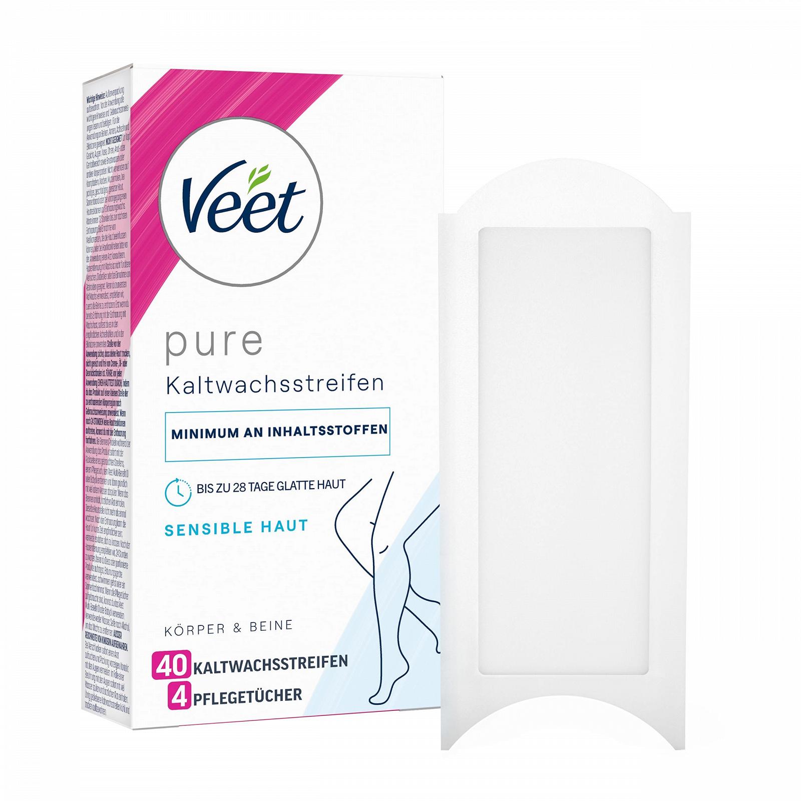 Воскові смужки Veet Pure Cold Wax Strips Easy-Gelwax Technology 40 шт., фото №1