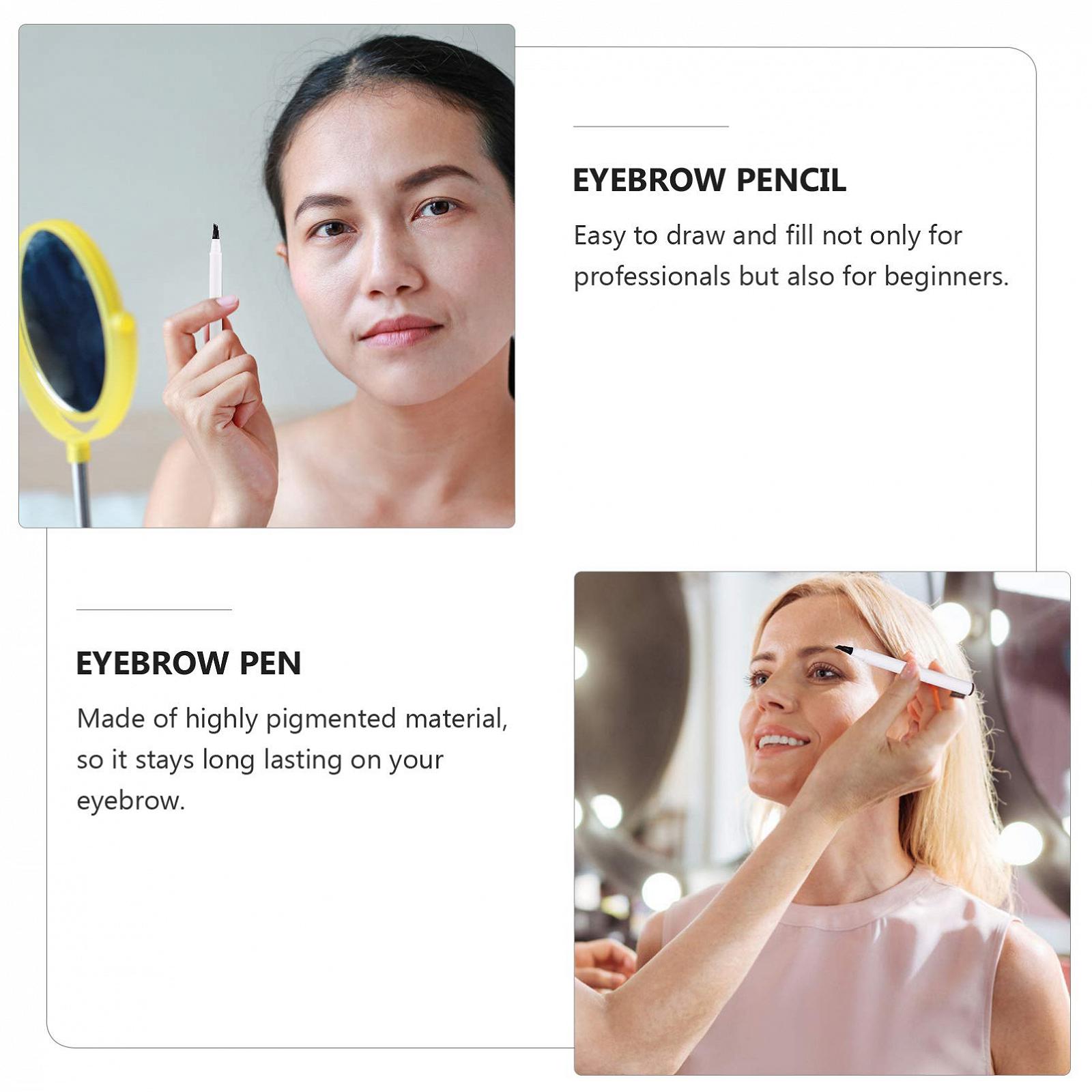 Олівець для брів Lurrose з 4 мікровилами водостійкий каштановий, фото №5