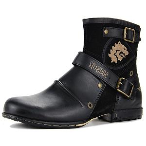 Ботинки Biker Motorcycle CD-5008-1 Кожаные Мужские с Резиновой Подошвой Классические 6.5 Дюймов Ботинки До Щиколотки Мужские с Каблуком 0.98 Дюйма - Фото 1