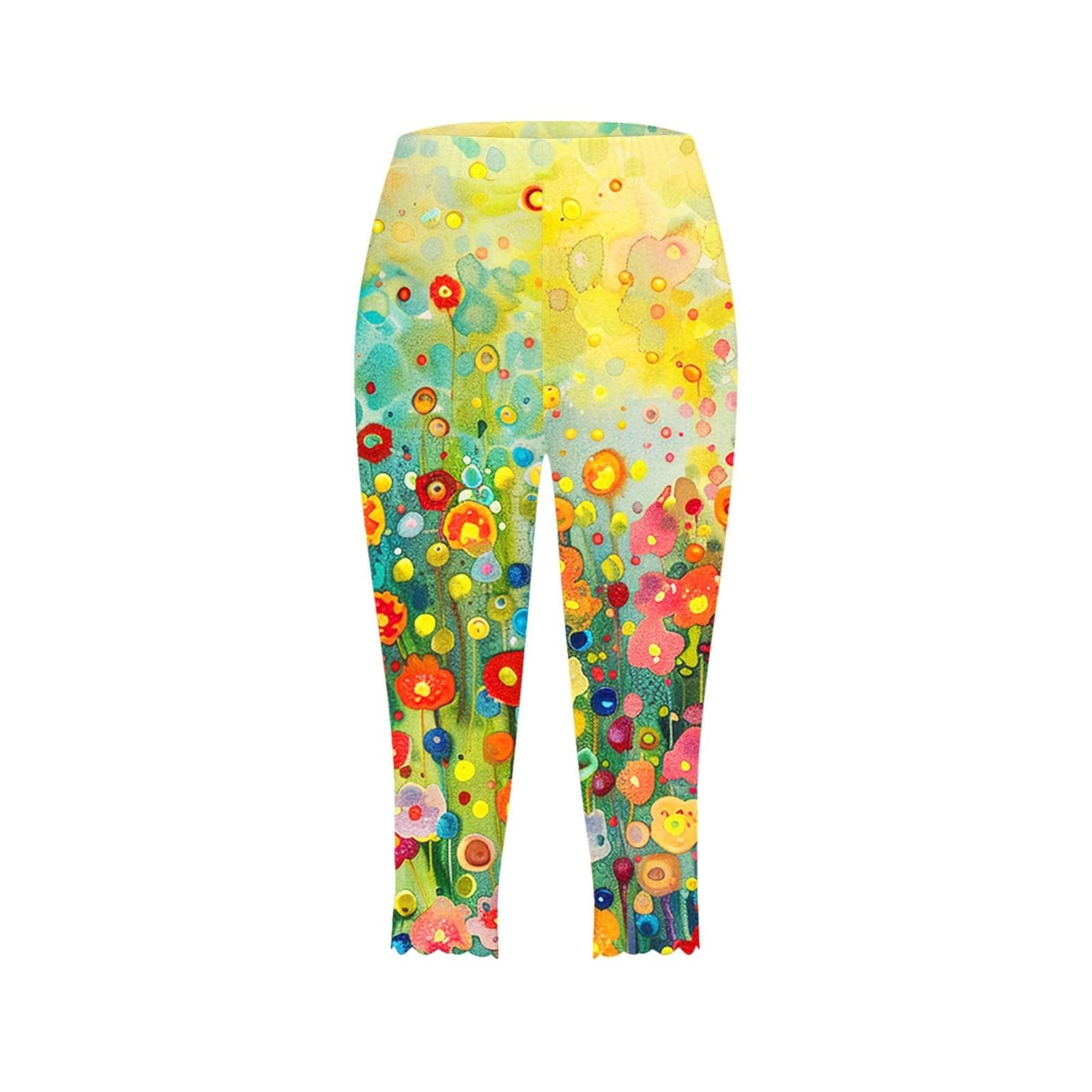 Жіночі зимові Capri Leggings 2025, міцні, з квітковим принтом, літні повсякденні Capri до коліна 2024, облягаючі зручні укорочені Для активного відпочинку, фото №2