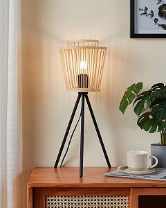 Настільна лампа Eglo Hykeham Трипод Бамбук/Метал Натуральний/Чорний E27 synthetic.ua - Фото 1