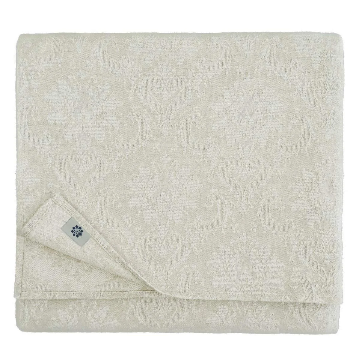 Скатертина Linen & Cotton Waverly жакардова дамаська 52% льон 48% бавовна бежева 147 x 200 см, фото №1
