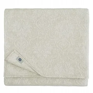 Скатертина Linen & Cotton Waverly жакардова дамаська 52% льон 48% бавовна бежева 147 x 200 см - Фото 1