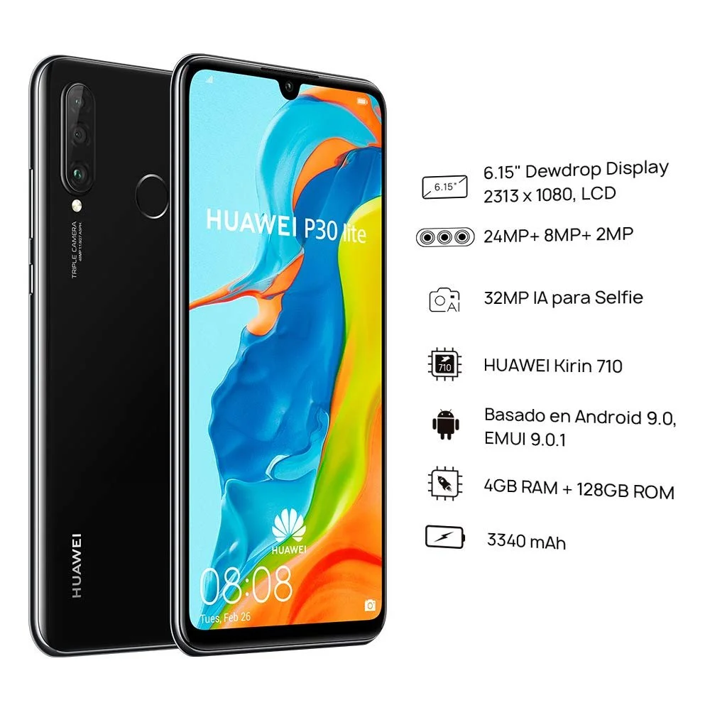 Смартфон HUAWEI P30 Lite 128GB 4GB RAM 6.15" 32MP Dual SIM MAR-LX3A Midnight Black, фото №2