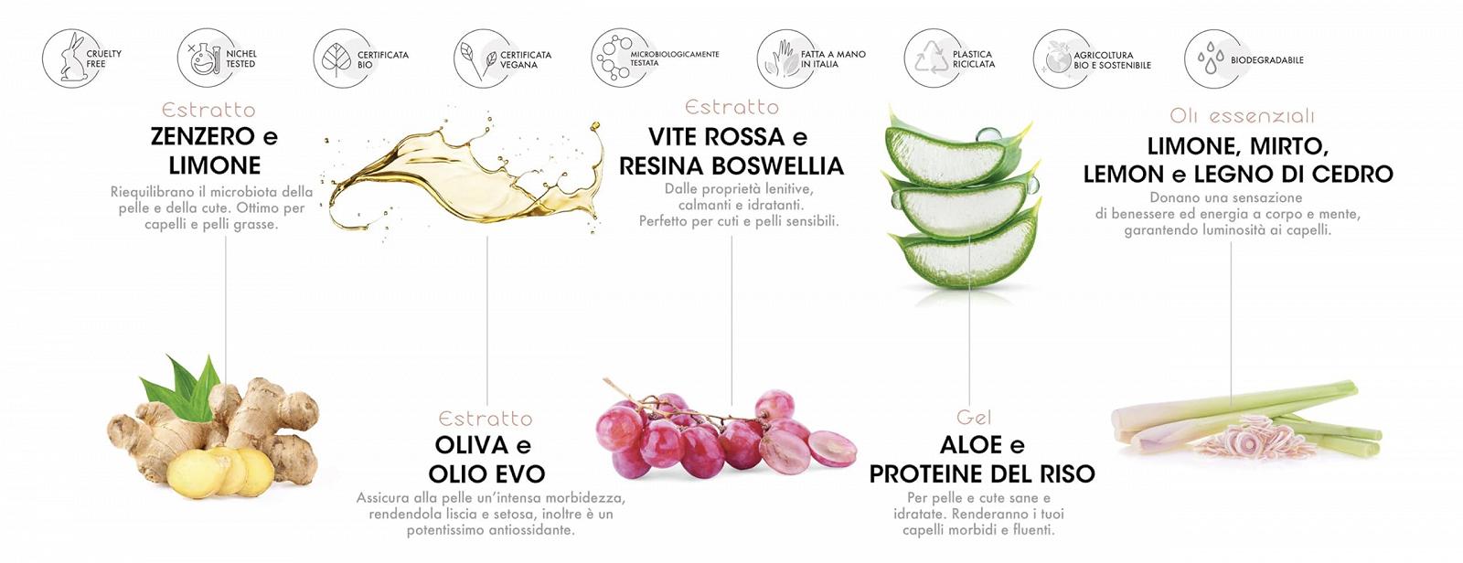 Shampoo Officina dei Saponi Ginger and Lemon Balances and Cleanses Normal and Oily Hair Organic Vegan 200 мл, фото №2