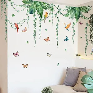 Наклейка на стіну Рослини Тропічне листя Зелена synthetic.ua - Фото 1