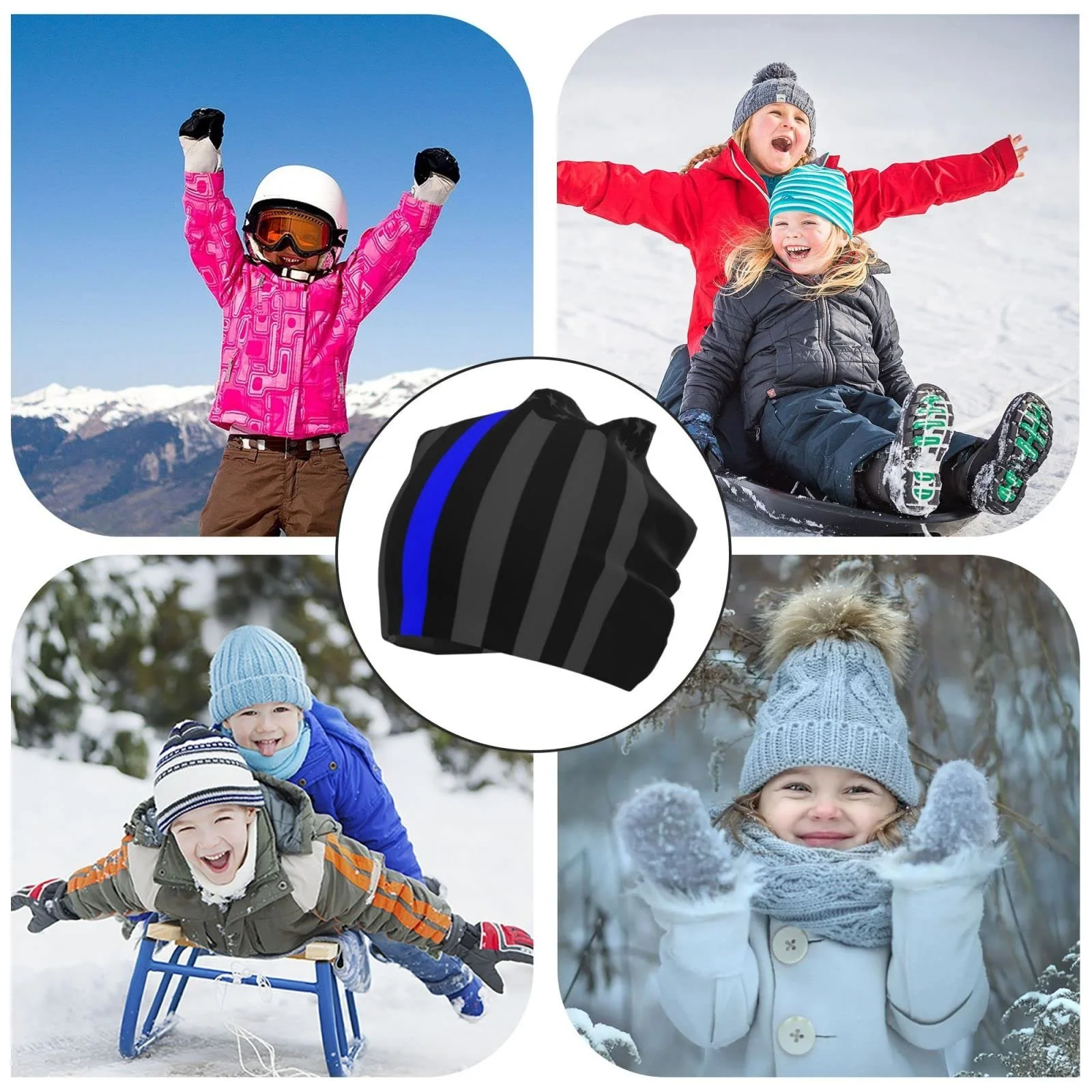 Шапка LOUJIN Група Thin Blue Line Slouchy Teens В'язана Шапка для Хлопчиків, One Size, фото №8