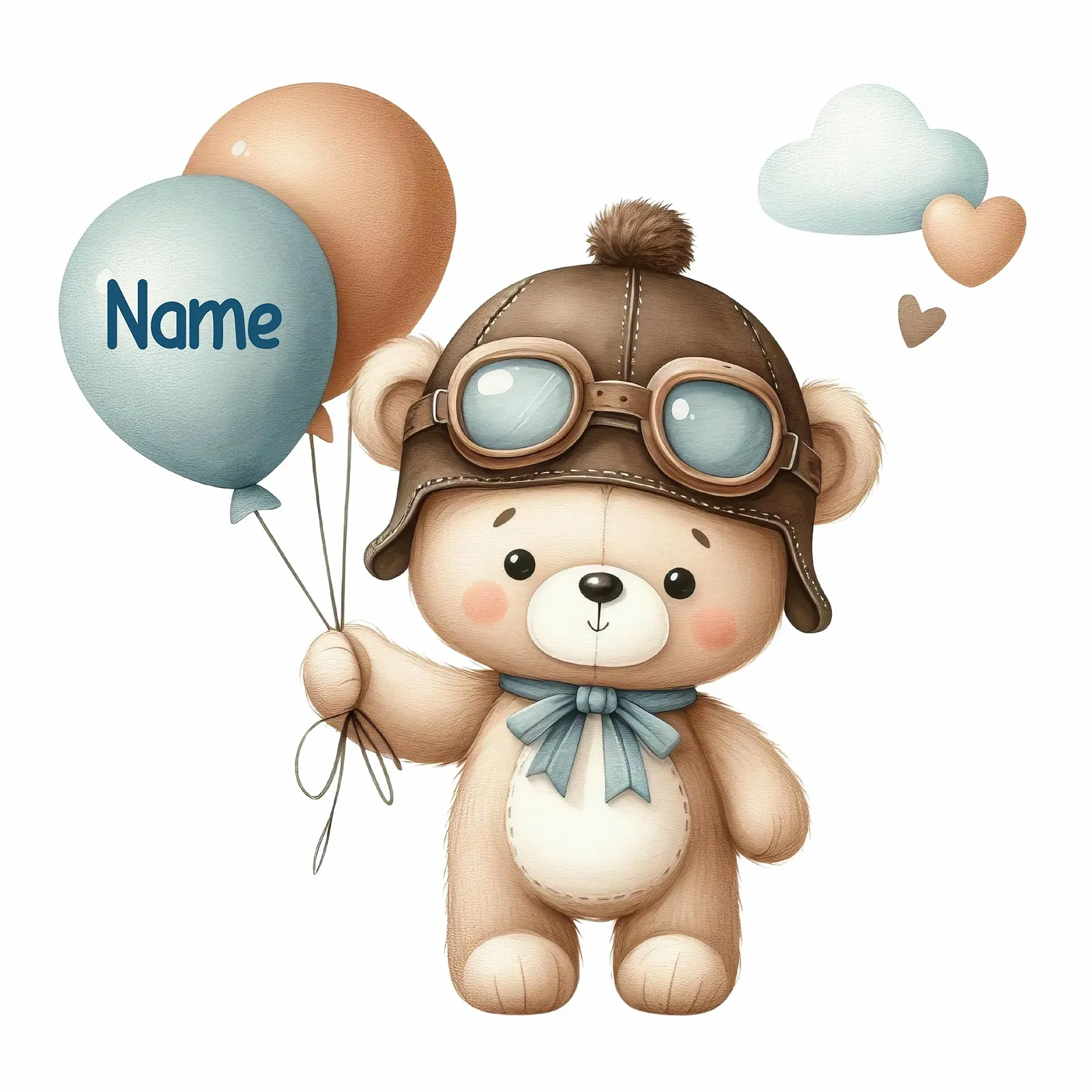 Наклейка на стену GRAZDesign Медвежонок с воздушными шарами Персонализированная 59 x 57 см, фото №2