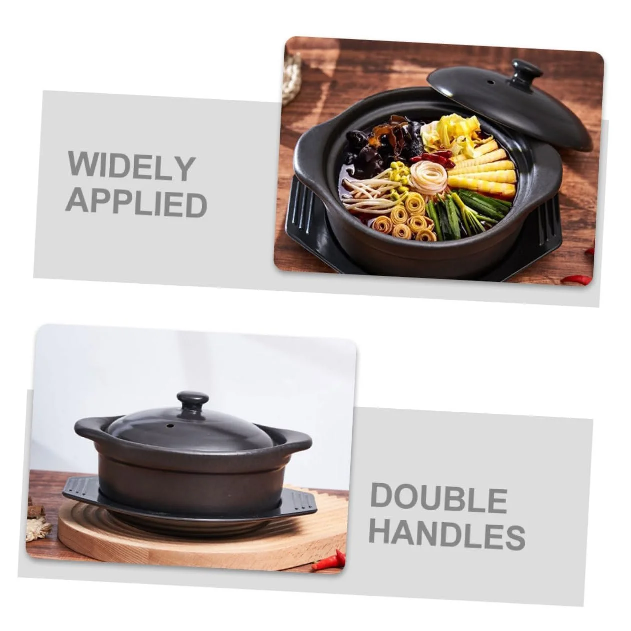 Жаровня Toyvian керамическая с крышкой термостойкая антипригарная для тушения, фото №6