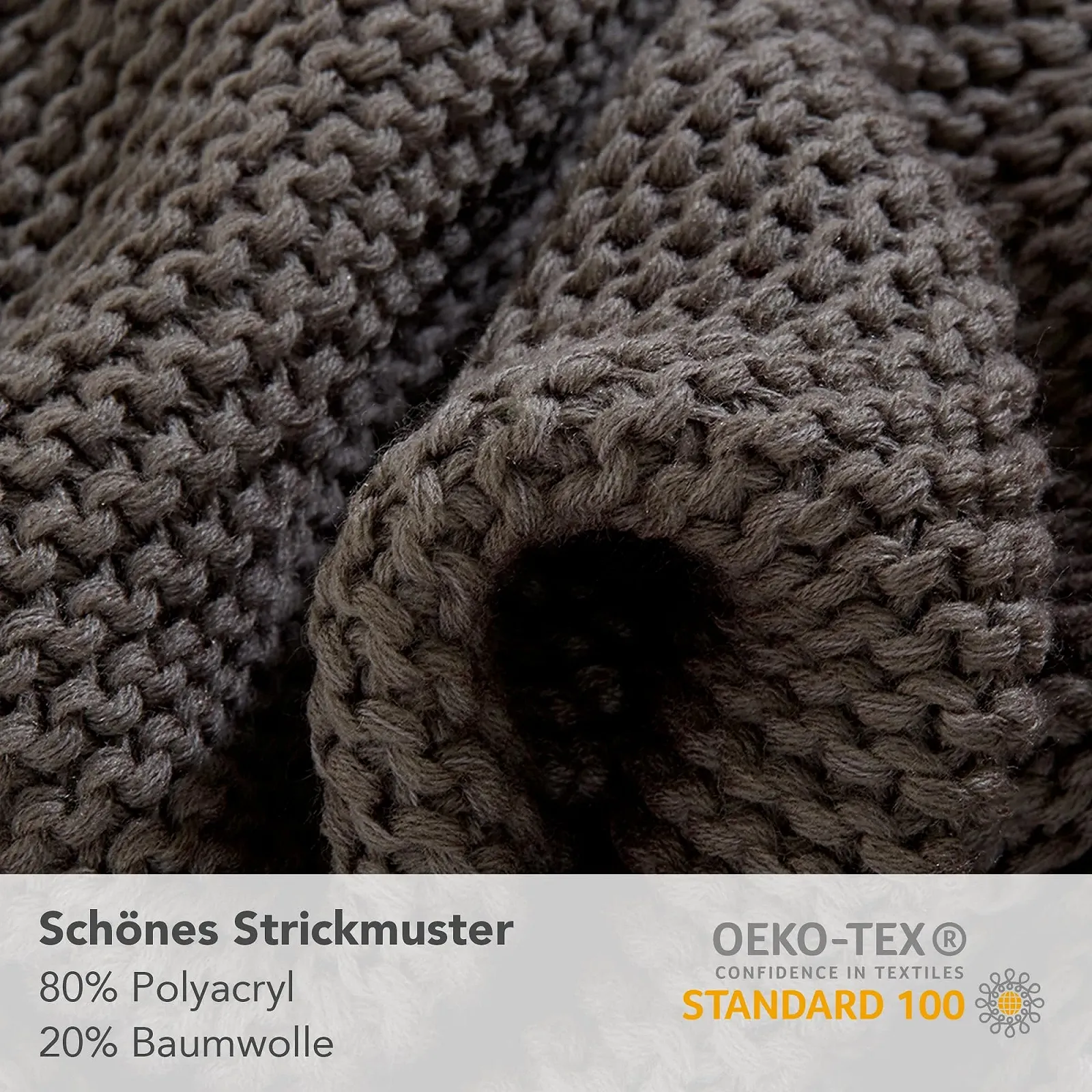 Плед HOMESTORY Вязаный Современный Антрацит 130 x 170 см, фото №5 Плед HOMESTORY Вязаный Современный Антрацит 130 x 170 см, фото №5