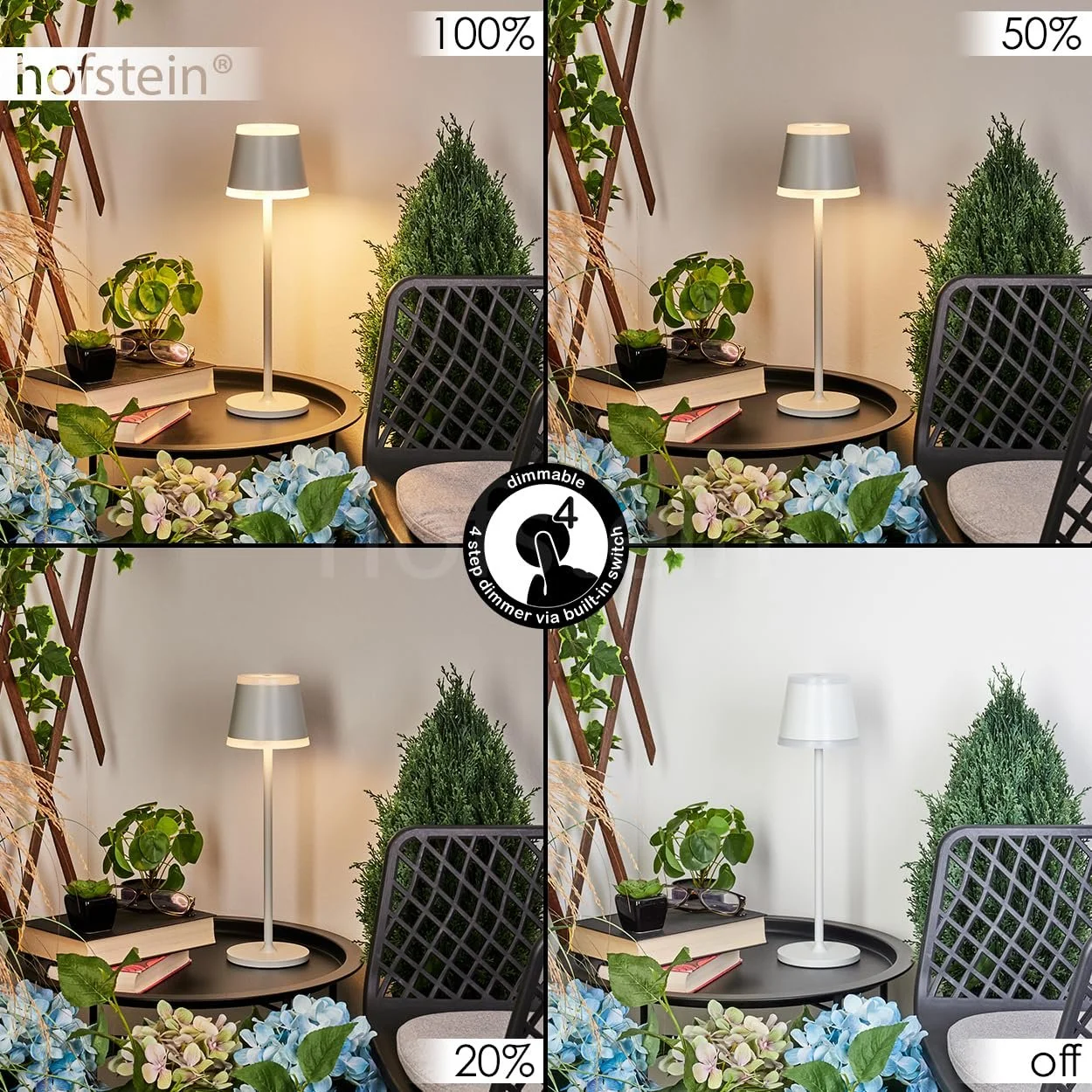 Настільна лампа Walt LED 4.6 Вт USB-C Акумуляторна димована IP54 Сіро-біла, фото №3