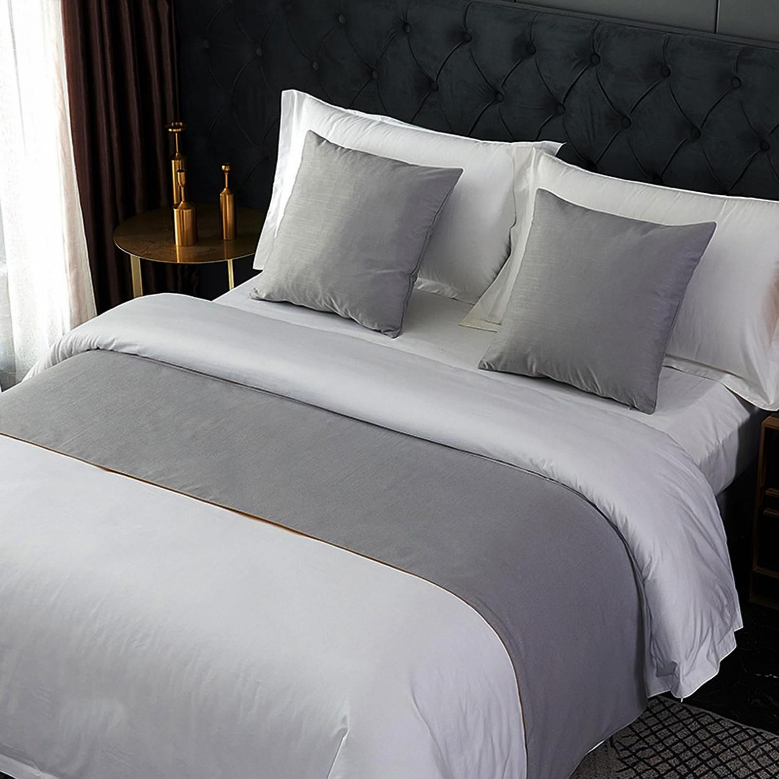 Покривало на ліжко HLASMSPE Однотонне Сірий, 50x210 см, для ліжка 1,5 м, фото №1