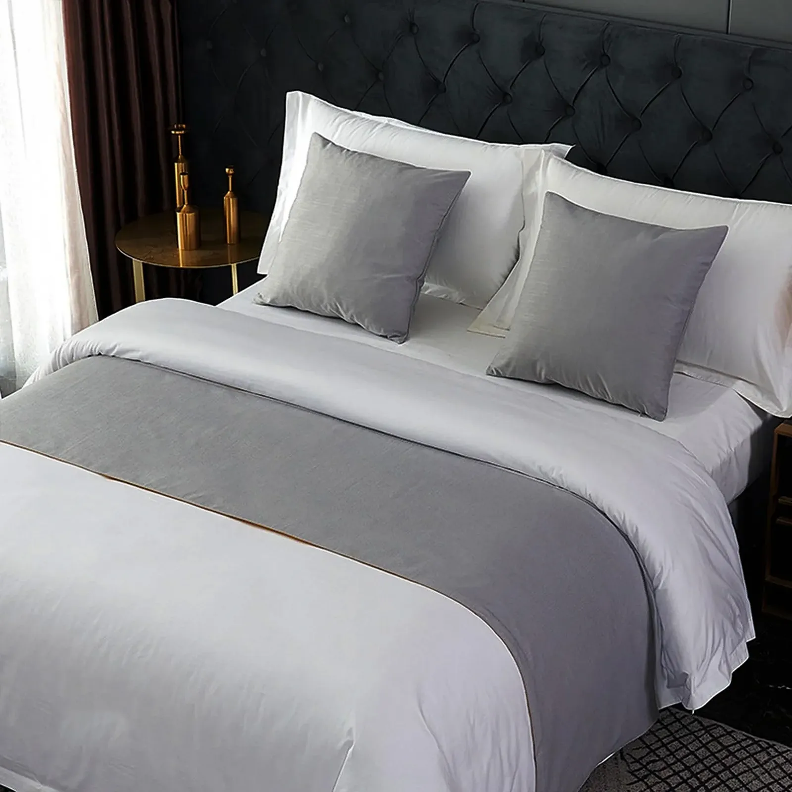 Покрывало на кровать HLASMSPE Однотонное Cерый, 50x210 см, для кровати 1,5 м, фото №1