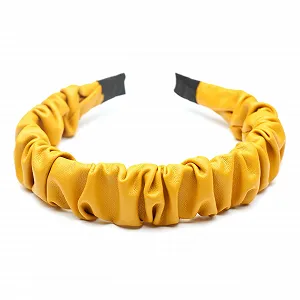 Кожаный обруч для волос Желтый - Фото 1