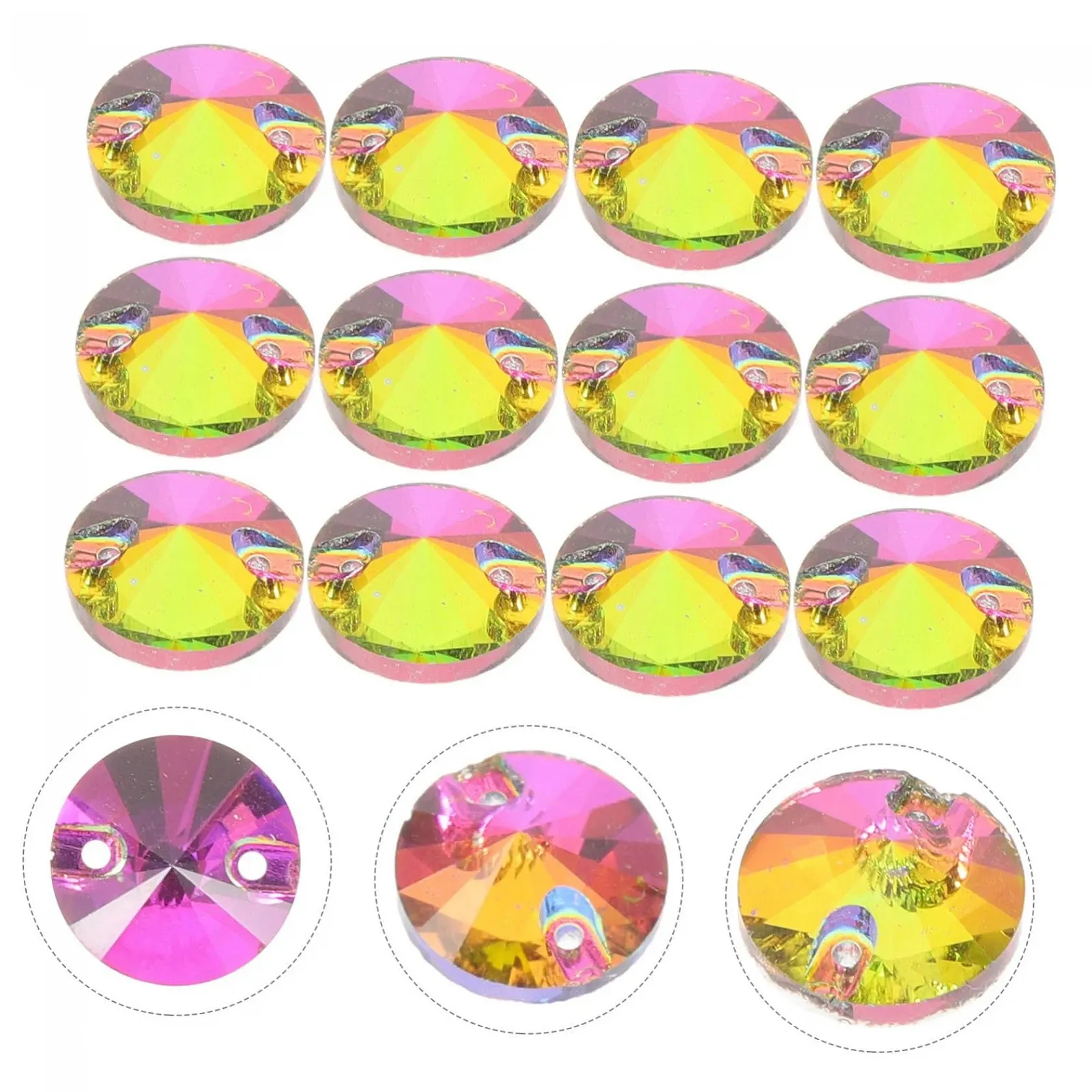 Стрази Скляні пришивні 48 шт. Різнокольорові стрази для прикраси весільних суконь, рукоділля та творчих проєктів, фото №4