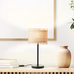 Настільна лампа Brilliant Raffy Метал/Морська трава 1x E27 60 Вт Натуральний Чорний synthetic.ua - Фото 1
