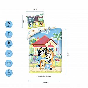 Постільна білизна Bluey 100% бавовна, 100 x 135 см, 40 x 60 см, різнокольорова, з блискавкою synthetic.ua - Фото 1