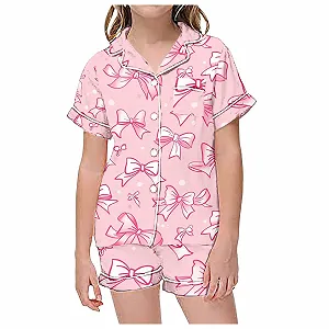 Дитячий Піжамний Комплект для Дівчаток з Бантом та Принтом ціна на synthetic.ua - Фото 1 Дитячий Піжамний Комплект для Дівчаток з Бантом та Принтом synthetic.ua - Фото 1