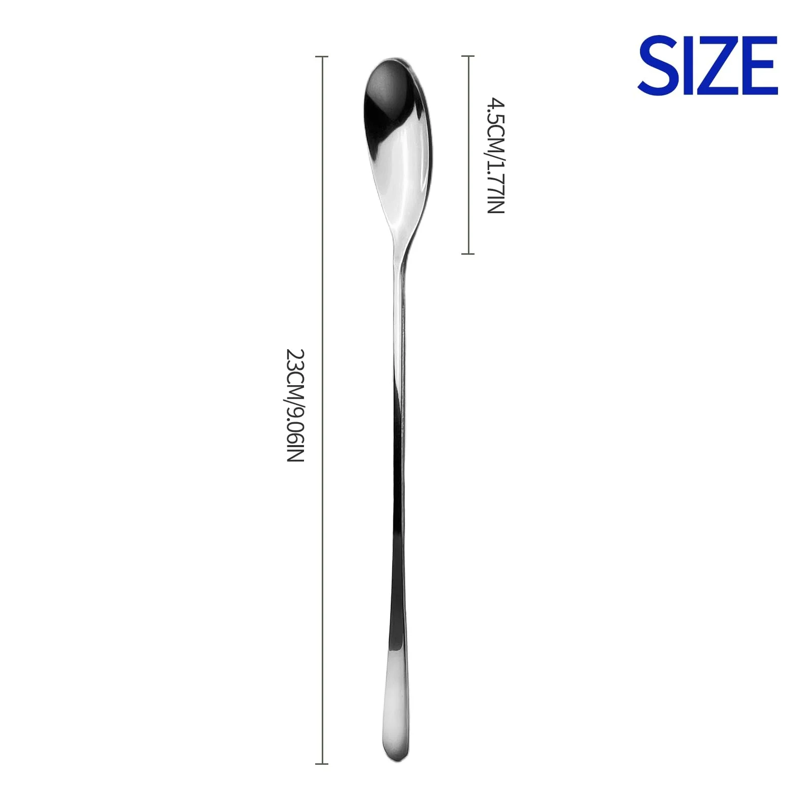 Ложка чайна Набір 6 шт. з нержавіючої сталі, довга, полірована, фото №2