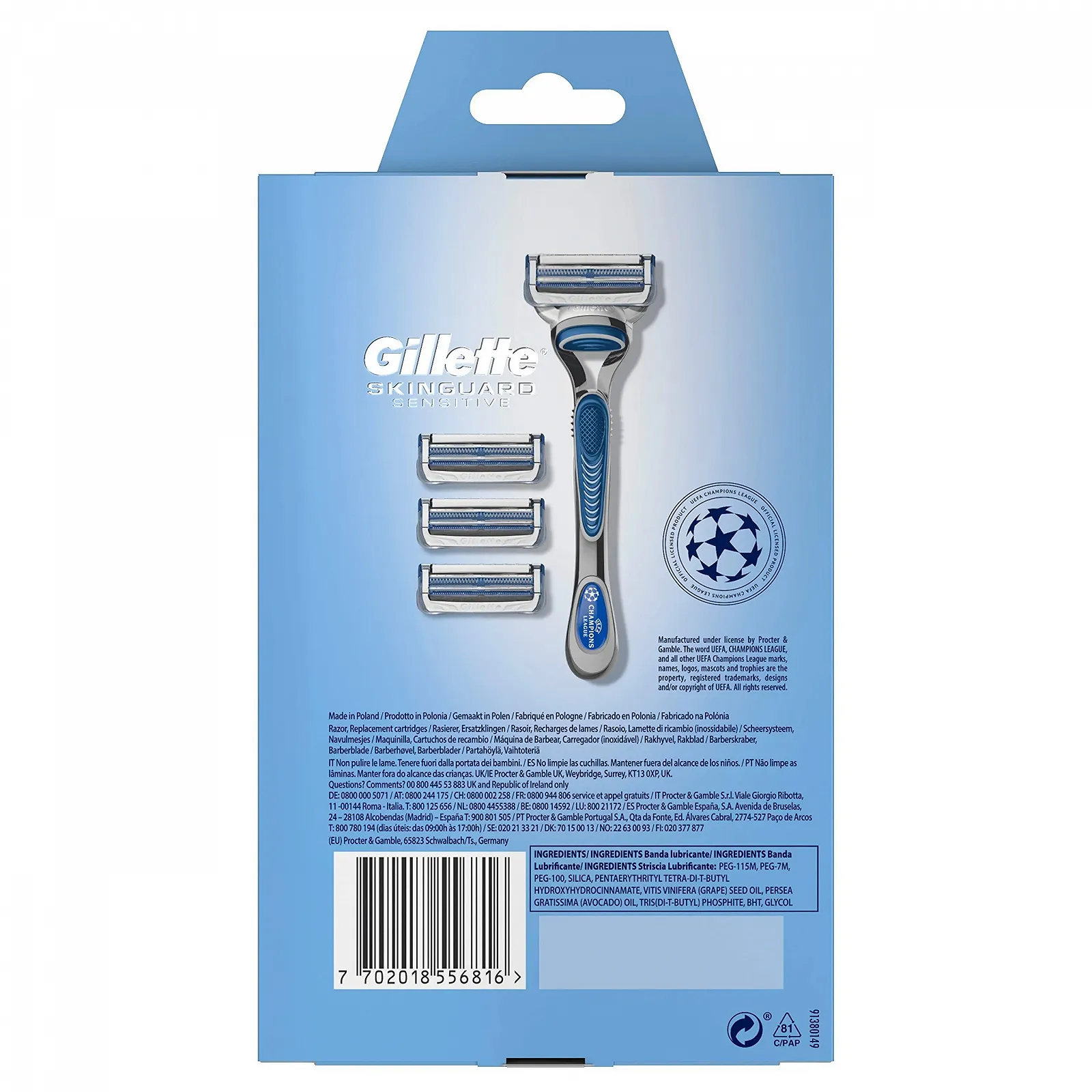 Бритва Gillette SkinGuard для чувствительной кожи + 4 сменных лезвия, фото №6