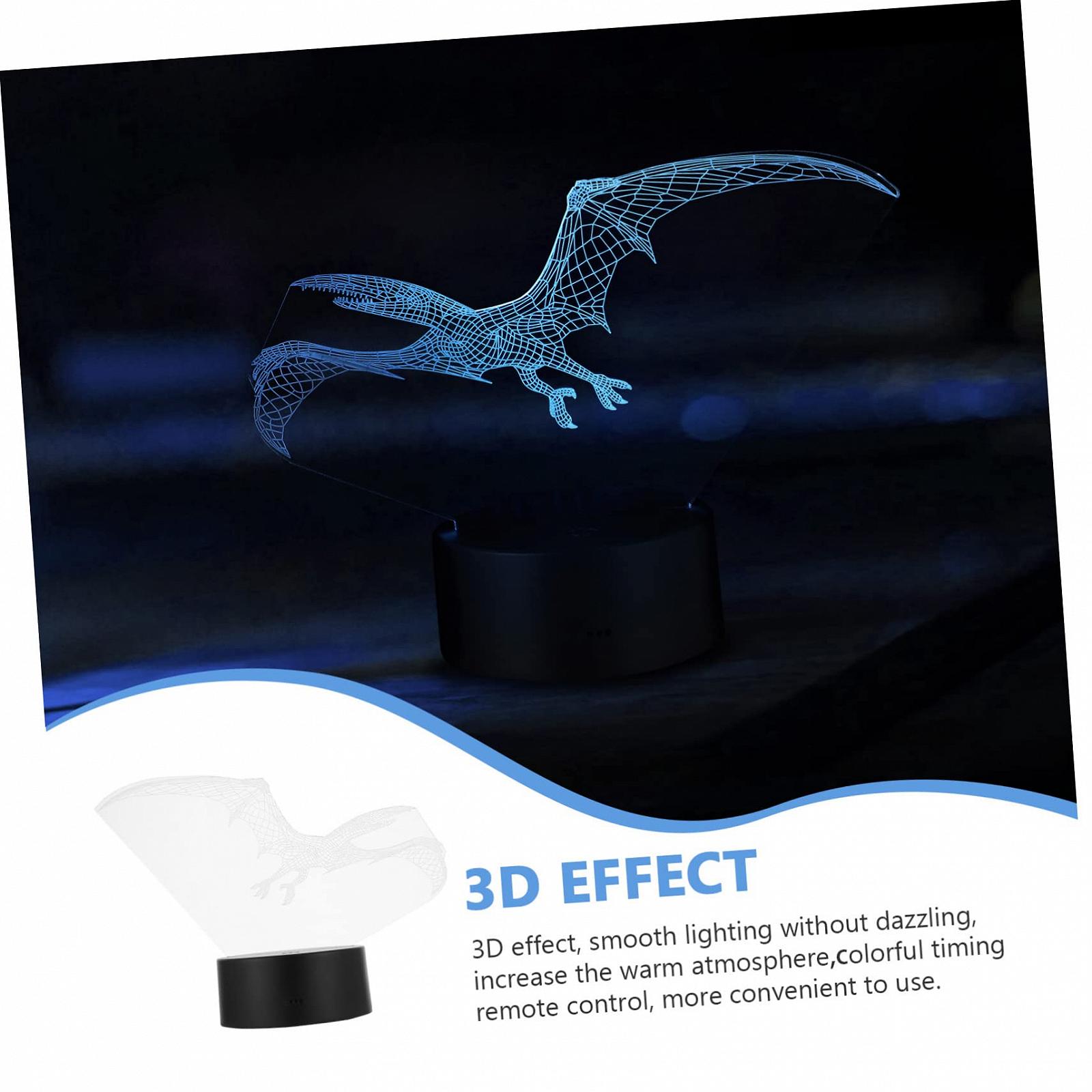 Настільна лампа HOMSFOU 3D Світильник у формі динозавра LED акрил, фото №4