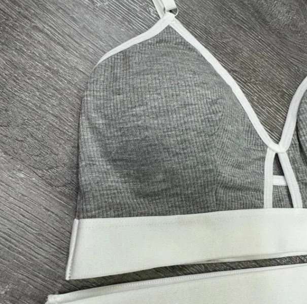 Хлопковый серый женский комплект рубчик, фото №3 Хлопковый серый женский комплект рубчик, фото №3