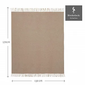 Плед Biederlack Velvet Soft Cuddly Blanket Wool Mix Natural Sand Шерсть и кашемир Oeko-Tex Certified 130 x 170 см Песочный synthetic.ua - Фото 1