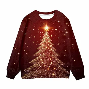 Різдвяний пуловер для дітей з принтом, круглий виріз, довгі рукава synthetic.ua - Фото 1