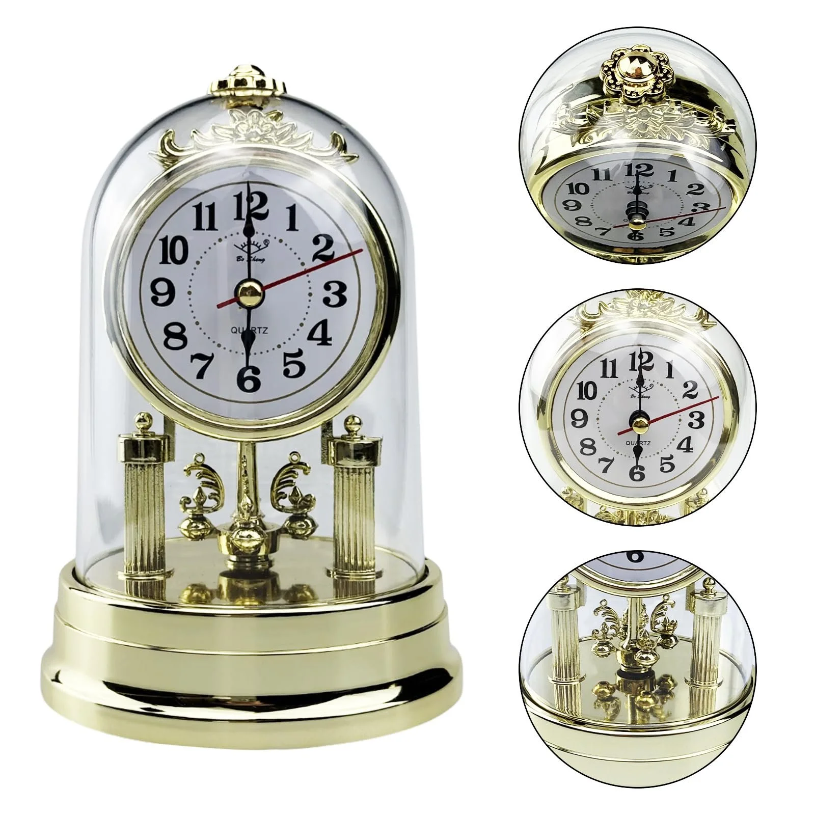 Настольные часы Flylin в европейском антикварном стиле, тихие, на батарейках, ретро, для гостиной, спальни, офиса, дома, золотой, фото №4 Настольные часы Flylin в европейском антикварном стиле, тихие, на батарейках, ретро, для гостиной, спальни, офиса, дома, золотой, фото №4
