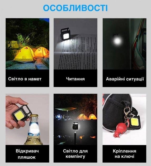 Фонарик аккумуляторный Bluefield 200 mAh карманный с магнитом и карабином водонепроницаемый PР050481, фото №2