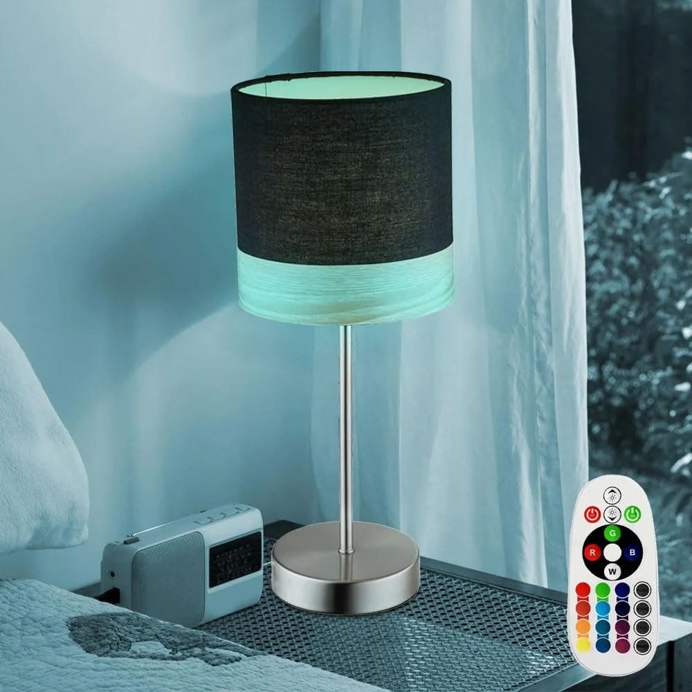 Настольная лампа GLOBO LIGHTING LED Dimmable RGB Remote Control 4 Вт 300 лм 15 x 35 см Матовый никель Текстиль Дерево, фото №2