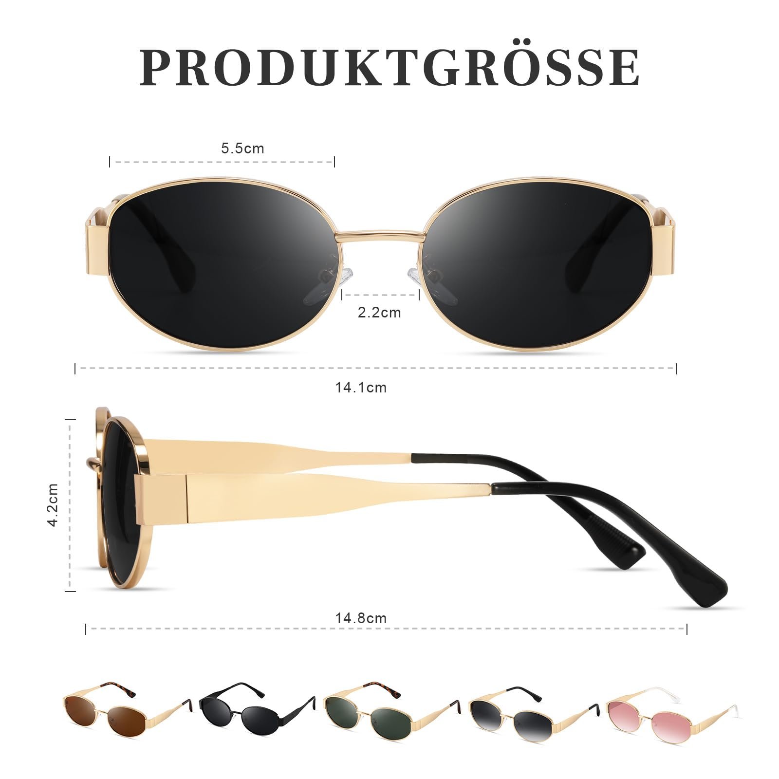 Сонцезахисні окуляри Kunchu, Поляризовані, Унісекс, Метал, Ретро, Овальні, фото №3