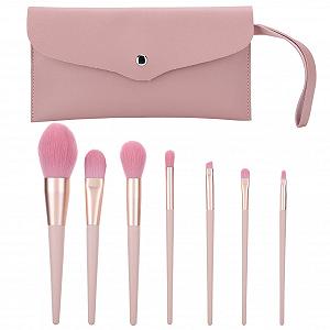 Набір пензлів для макіяжу з сумкою Nude Pink, 7 шт. synthetic.ua - Фото 1