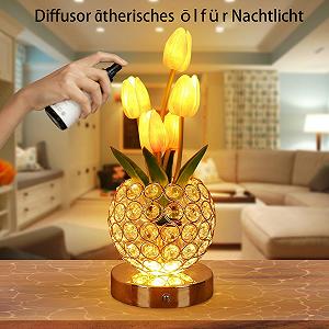 Настільна лампа приліжкова Crystal Flower Акумуляторна Tulip USB Рожева synthetic.ua - Фото 1