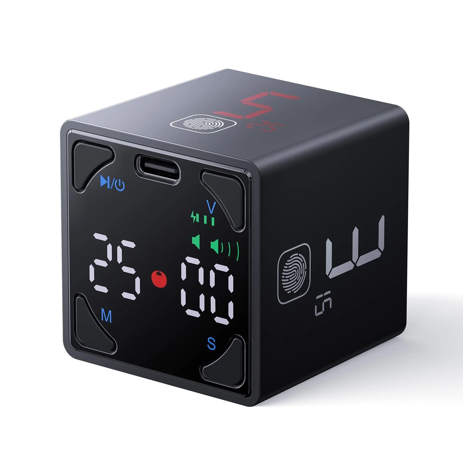 Таймер Помодоро Куб Сенсорный USB-C Магнитный Черный, фото №1