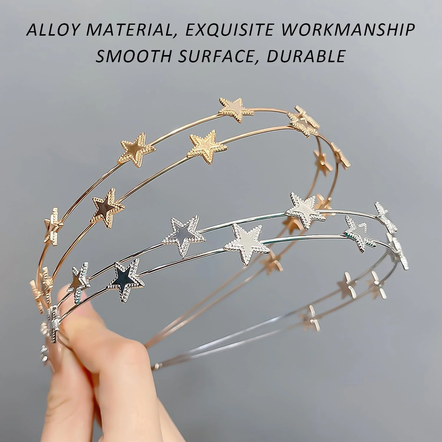 Обруч Зірка Подвійний Ряд Сріблястий, фото №3