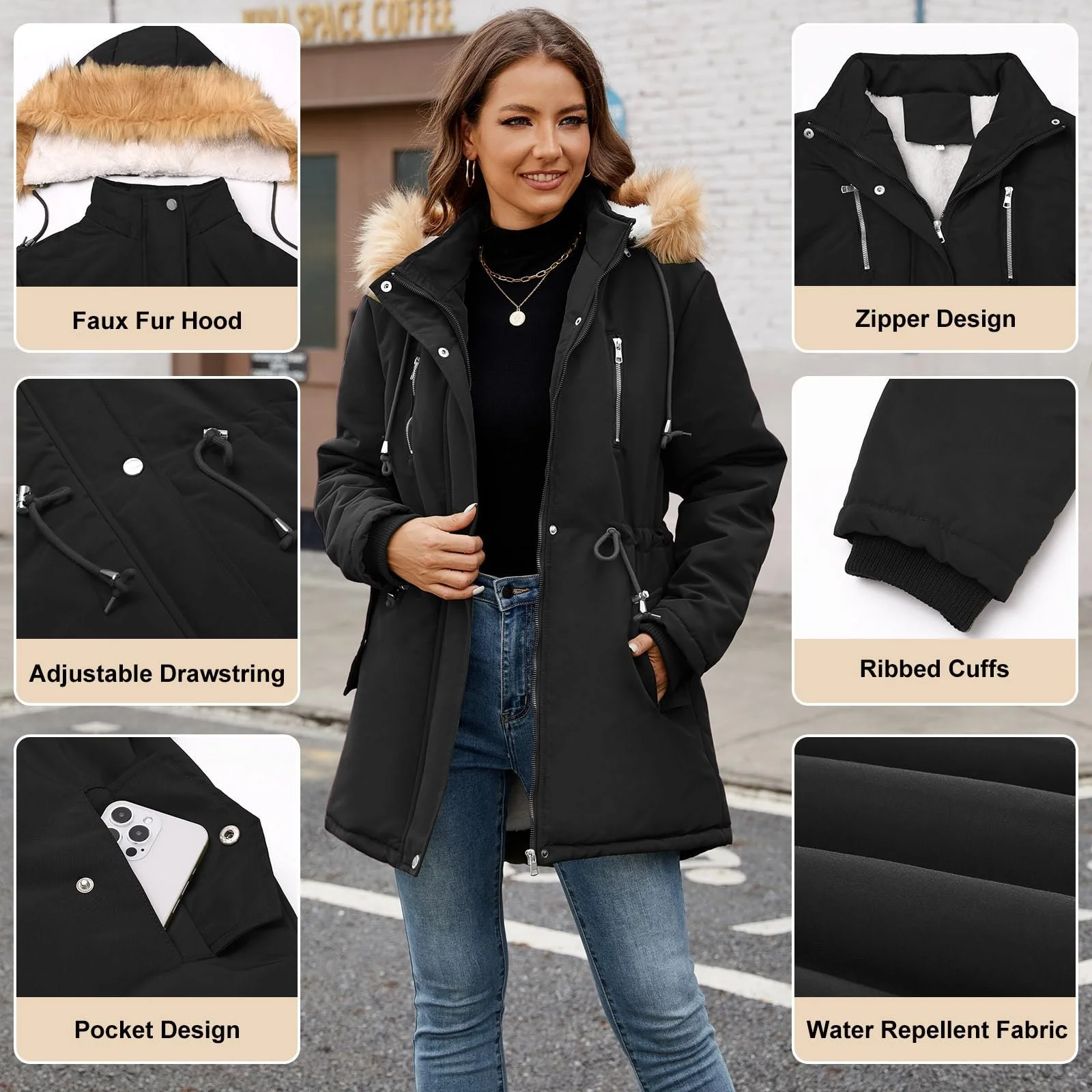 Жіноча зимова куртка FemiChic Довга, фото №4