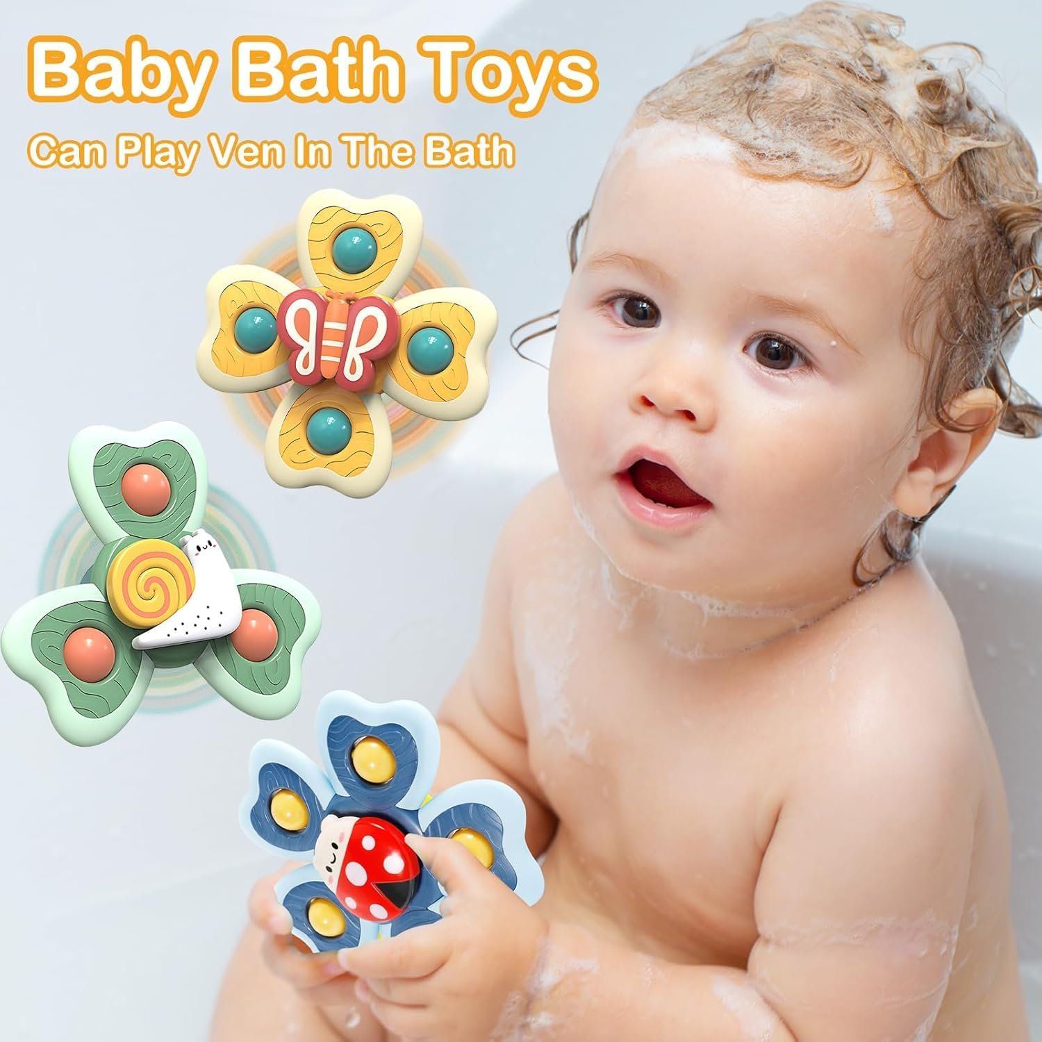 Игрушка для ванной Spinner Insect Pattern Design Multi-Colour, набор из 4 штук, фото №5