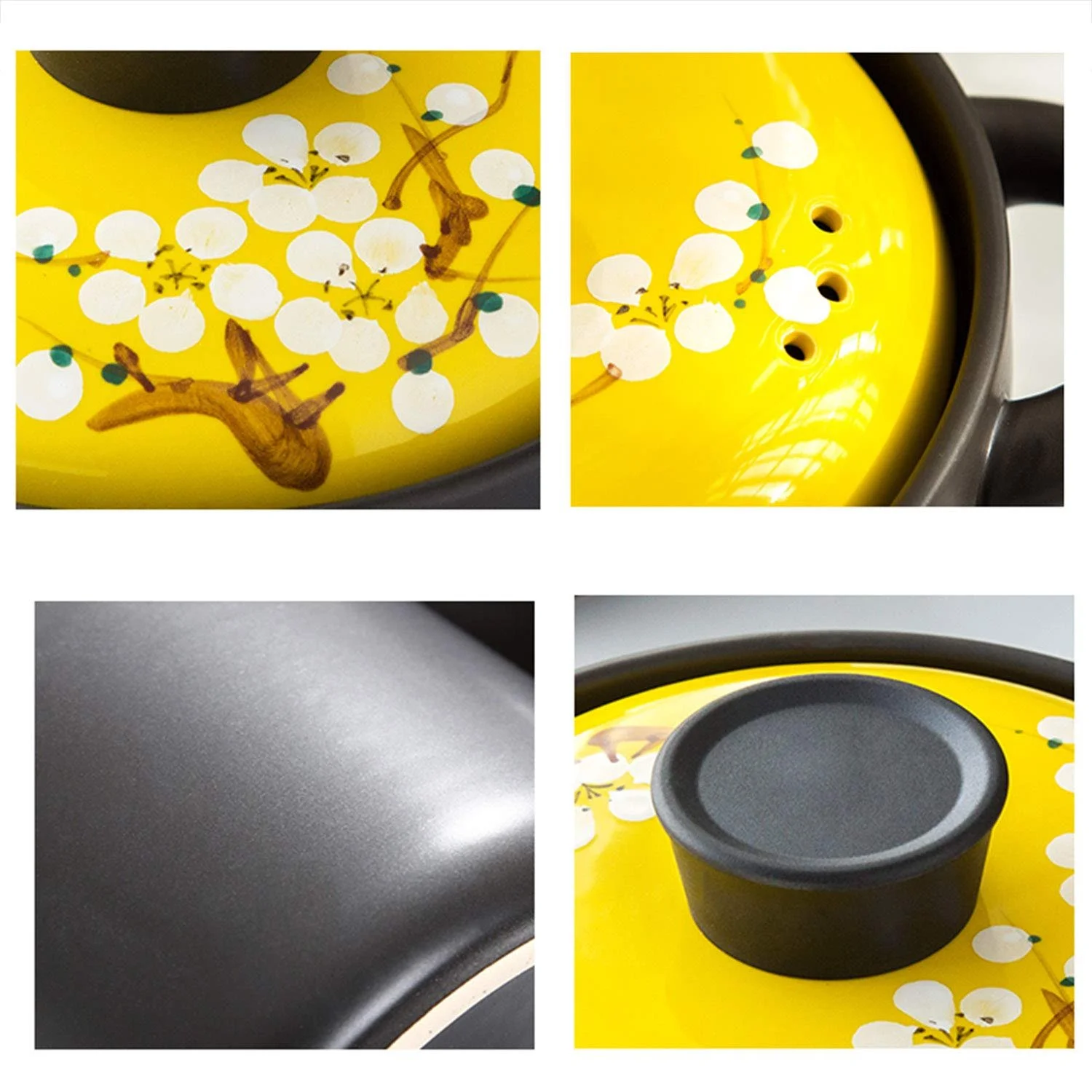 Каструля AIBAB з двома ручками, жаростійка, керамічна, багатофункціональна, для супу, в японському стилі, з кришкою, фото №4 Каструля AIBAB з двома ручками, жаростійка, керамічна, багатофункціональна, для супу, в японському стилі, з кришкою, фото №4