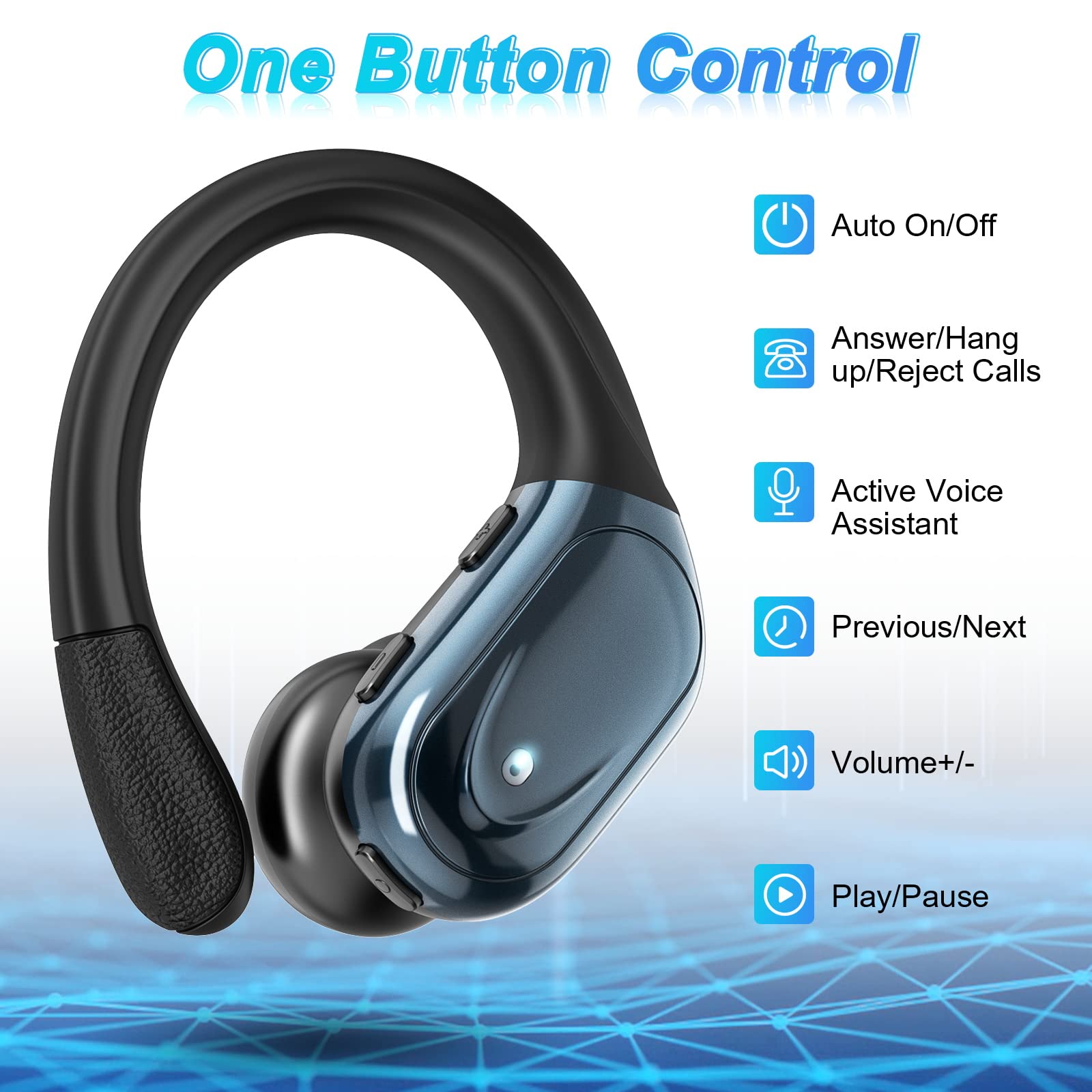 Наушники GAMURRY Bluetooth Спортивные Беспроводные Вкладыши Крючки CVC8.0 ENC HD 60ч Зарядный чехол LED Дисплей Глубокий бас Комфортная посадка IPX7 Водонепроницаемые, фото №3