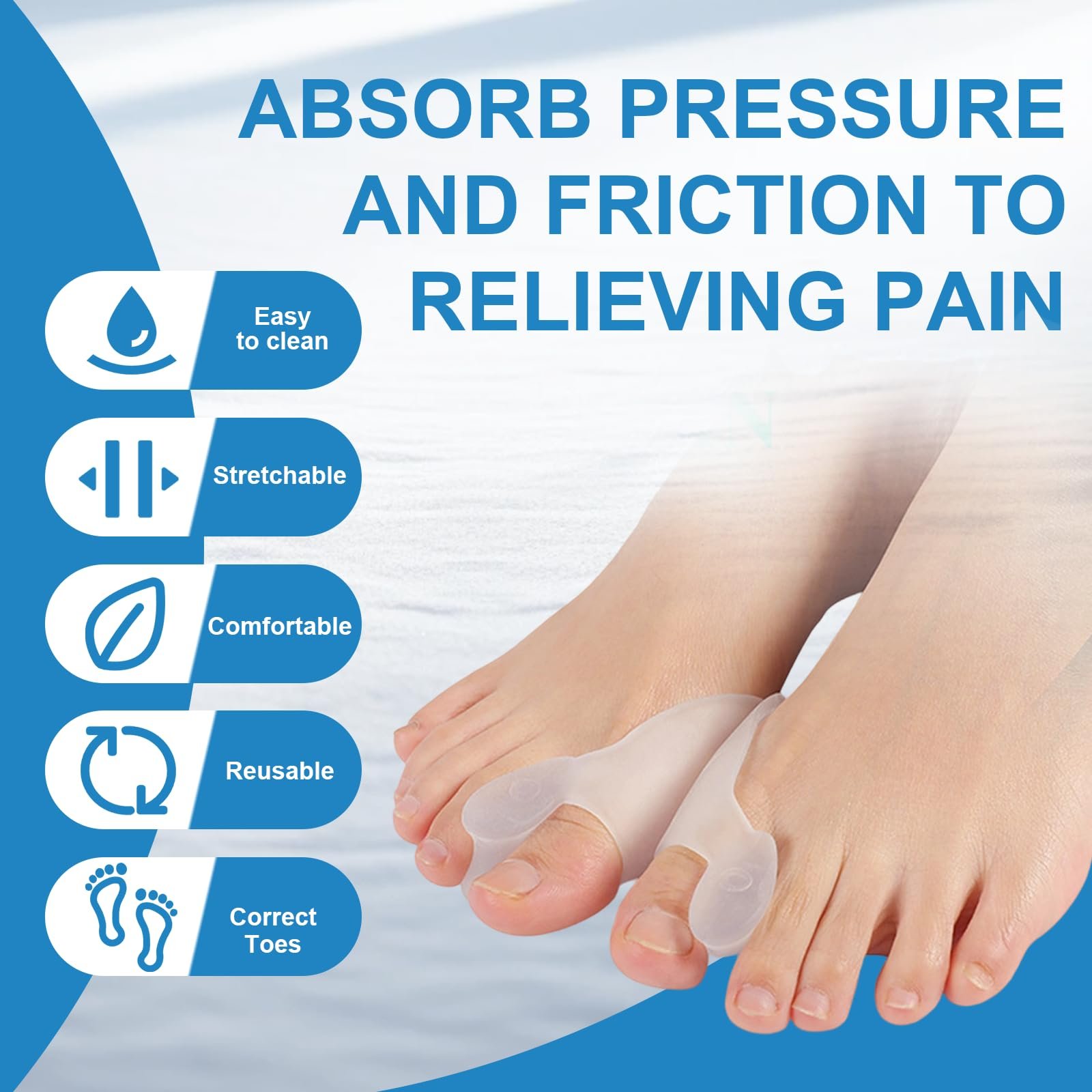 Роздільник для пальців ніг Ecarteur 6 шт., Коректор вальгусної деформації великого пальця стопи, фото №4