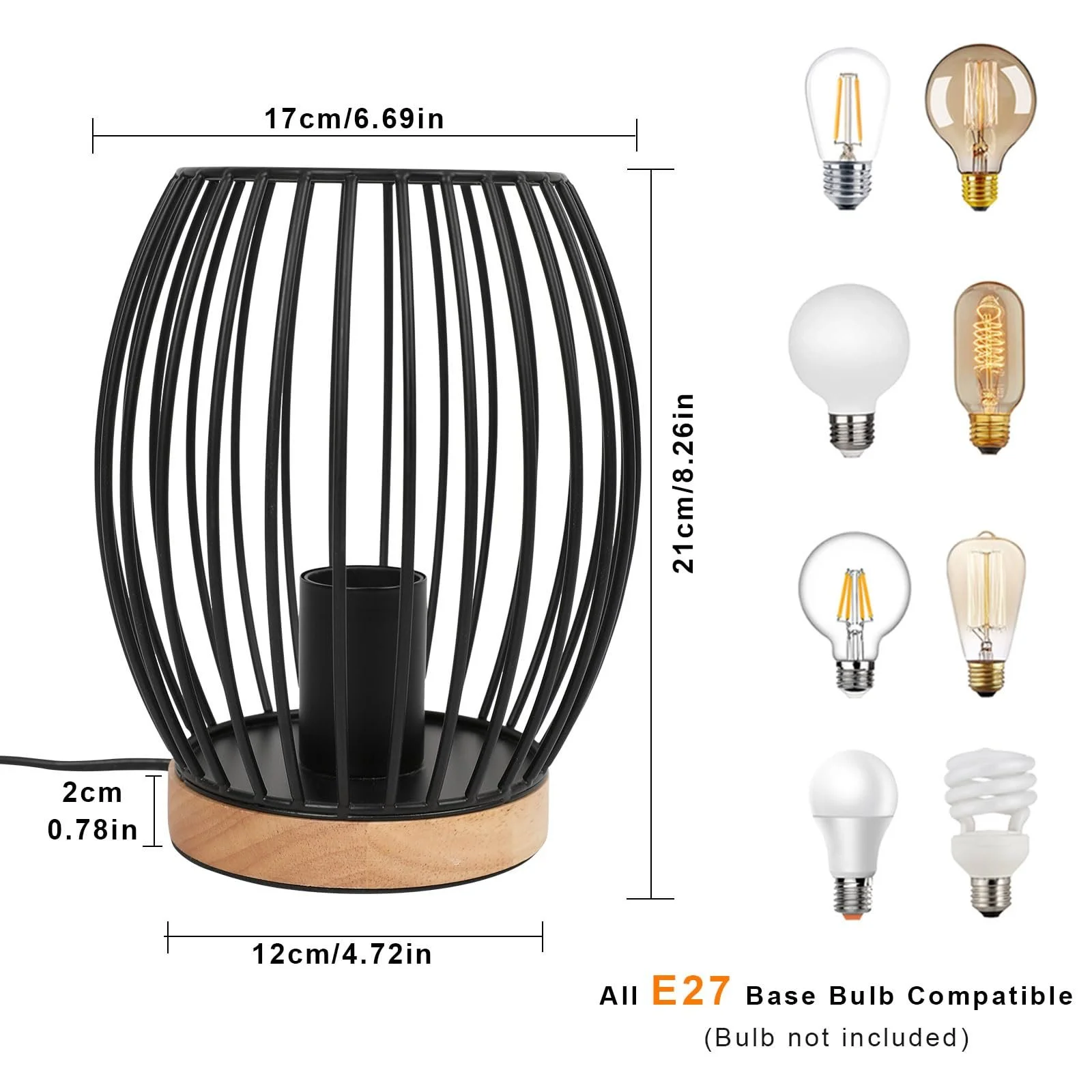 Настільна лампа Comely Ретро Індустріальна Металева клітка Чорна, фото №6