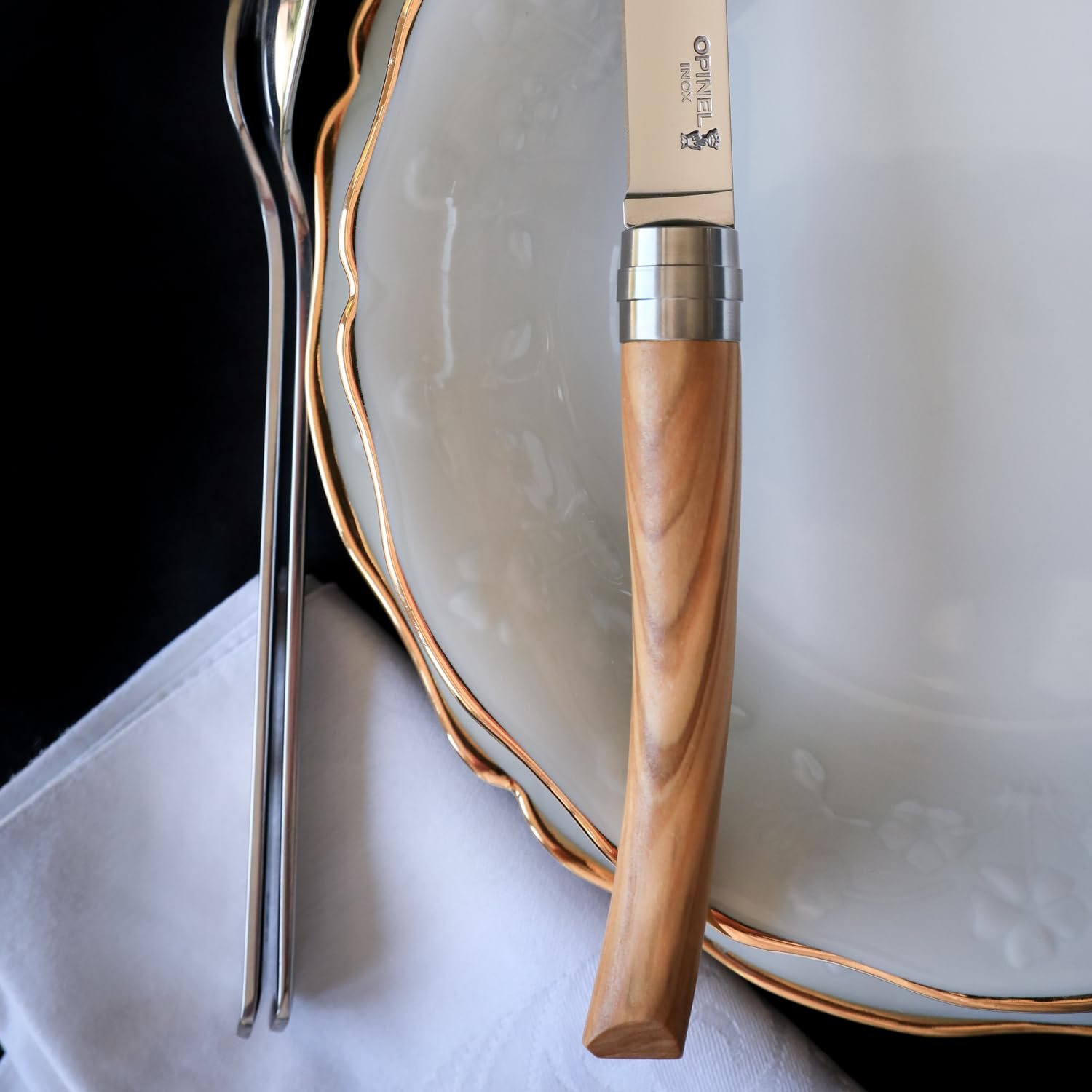 Набор ножей Table Chic Opinel, 4 ножа, лезвие 10 см, коричневый (оливковое дерево), фото №4