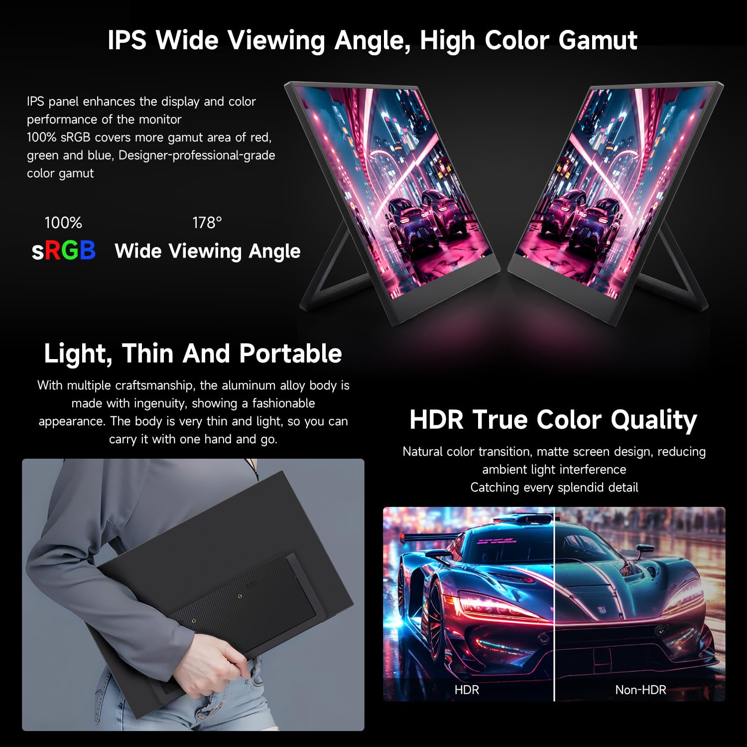 Монитор LUCKFOX 15.6 Дюймовый Портативный с Подставкой 1080P FHD, фото №6 Монитор LUCKFOX 15.6 Дюймовый Портативный с Подставкой 1080P FHD, фото №6